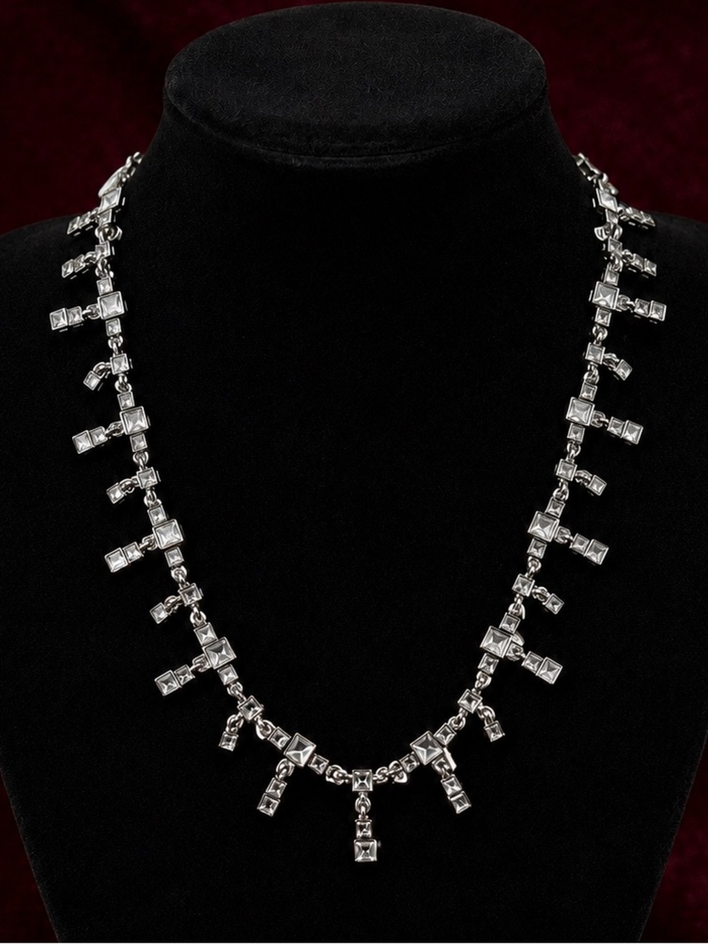 St. John Silver-Tone Square Drop Necklace - Silver